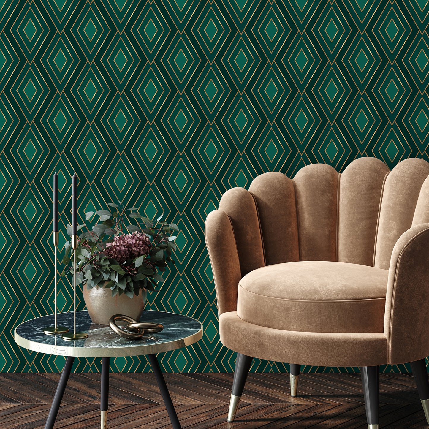 Green Gold Geometric Wallpaper