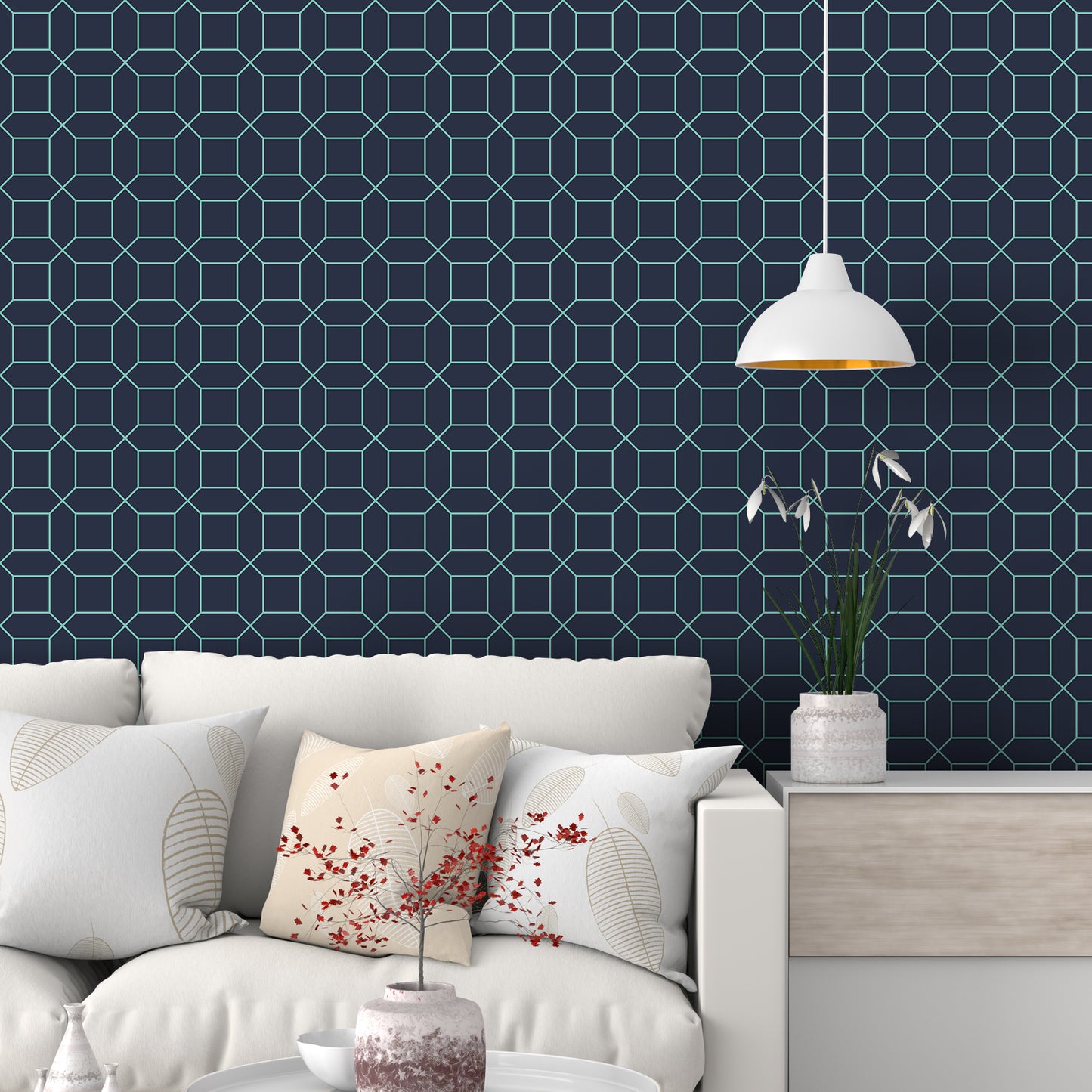 Navy Blue Geometric Wallpaper