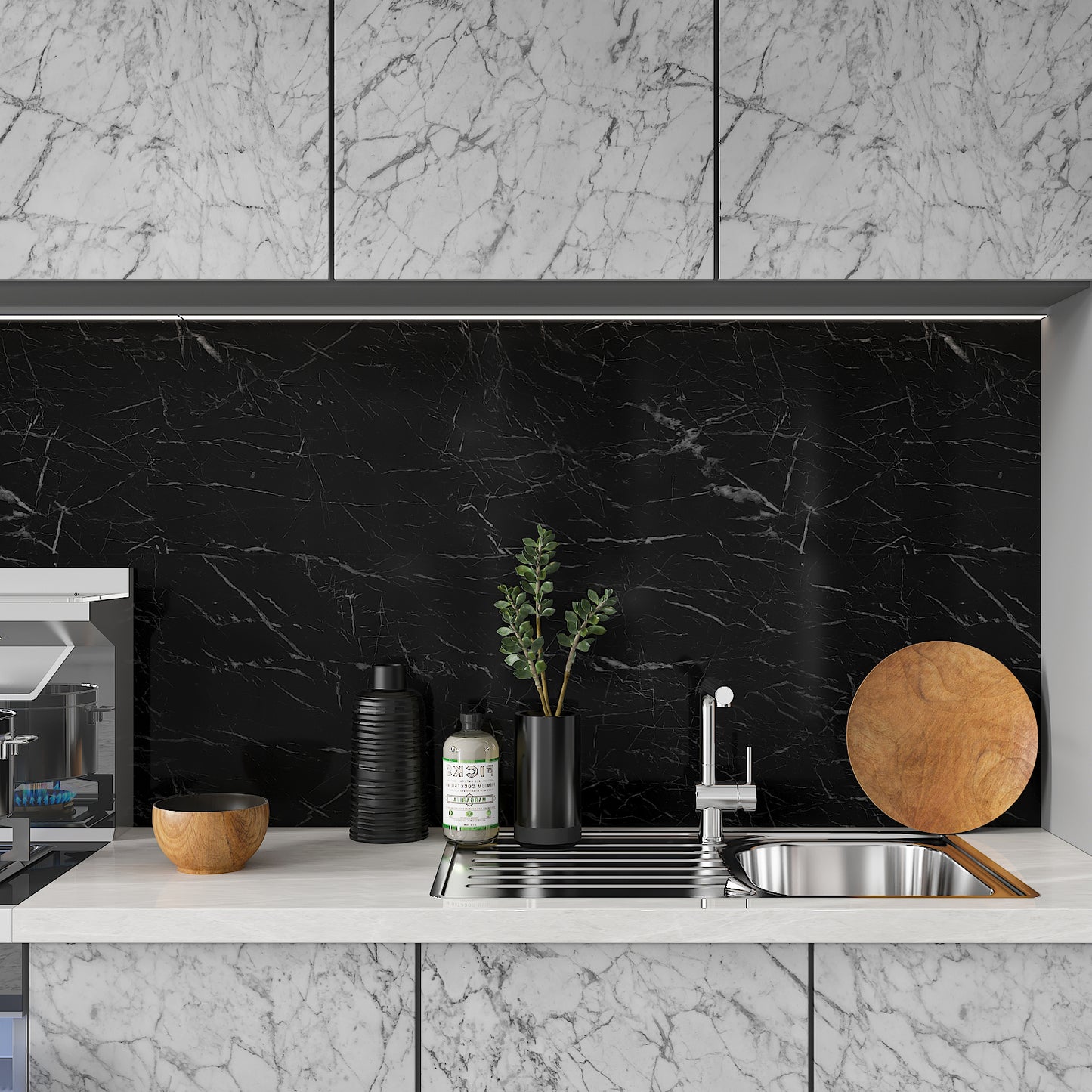 Black Marble Countertop Peel and Stick Wallpaper