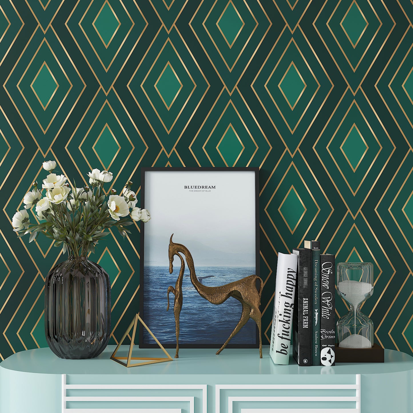 Green Gold Geometric Wallpaper