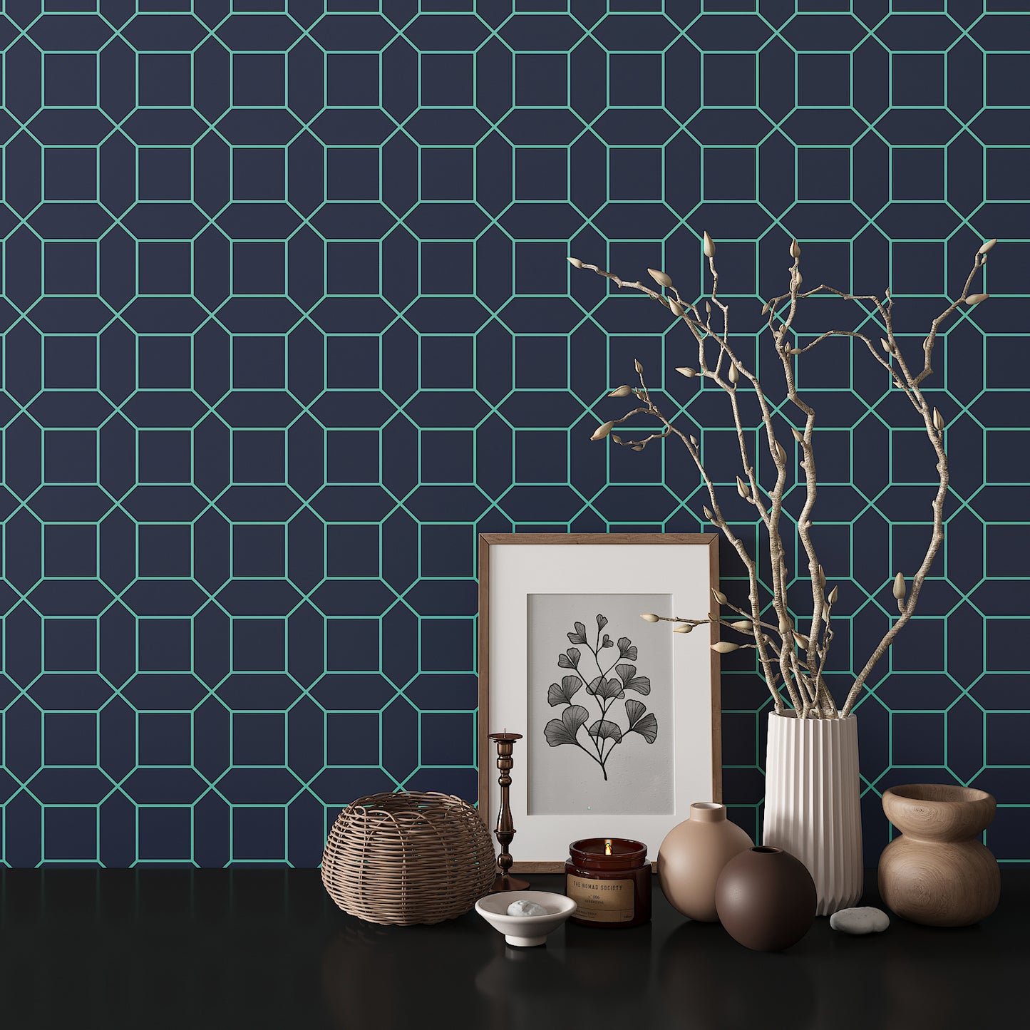 Navy Blue Geometric Wallpaper