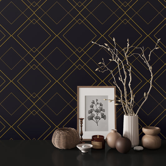 Black and Gold Geometric Wallpaper