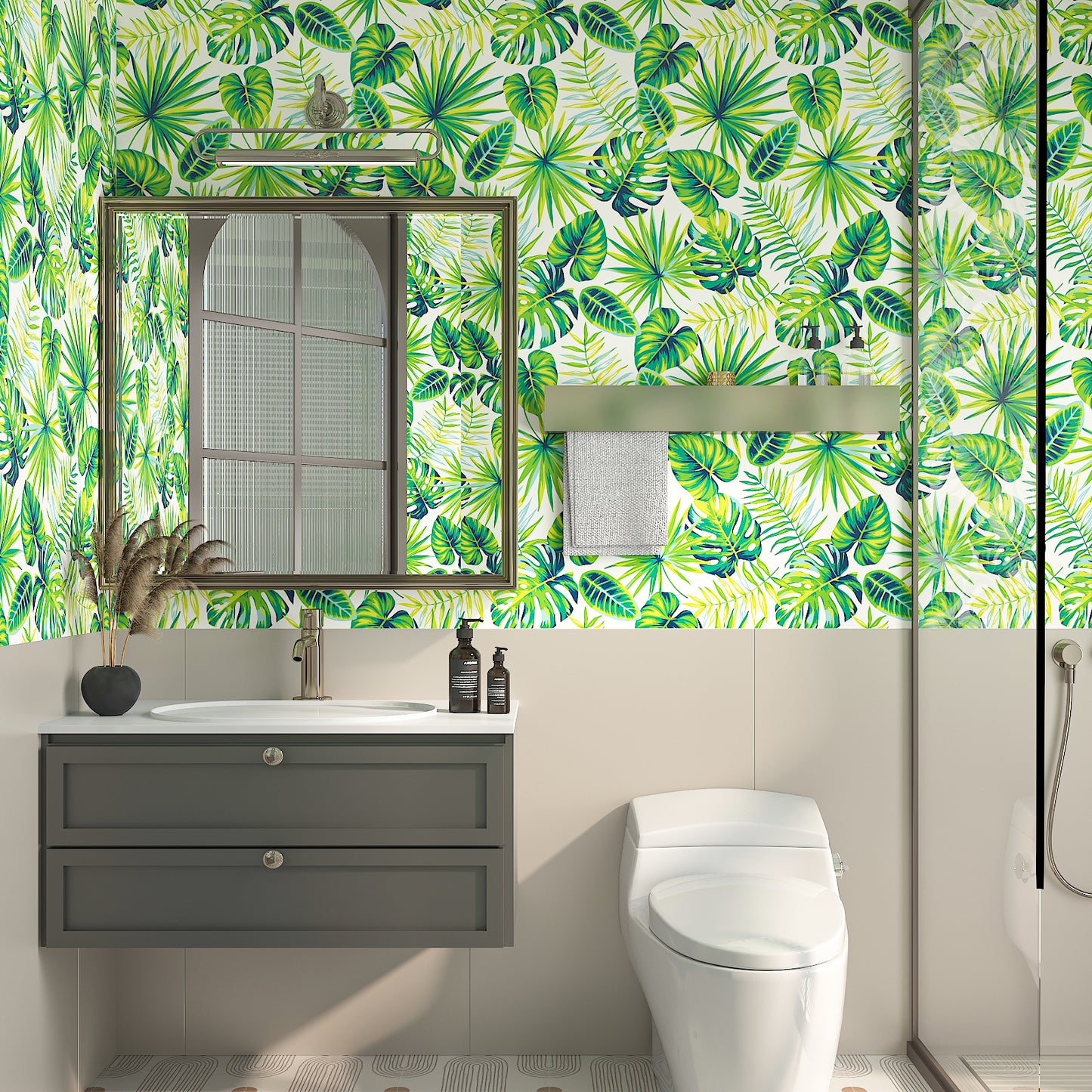 Tropical Palm Leaf Floral Wallpaper