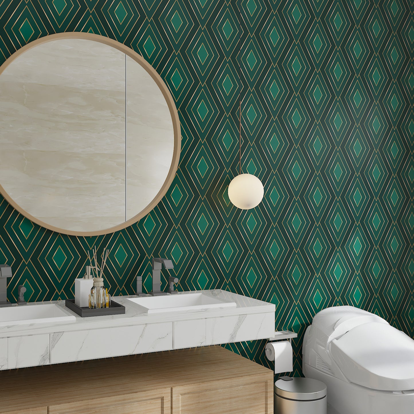 Green Gold Geometric Wallpaper