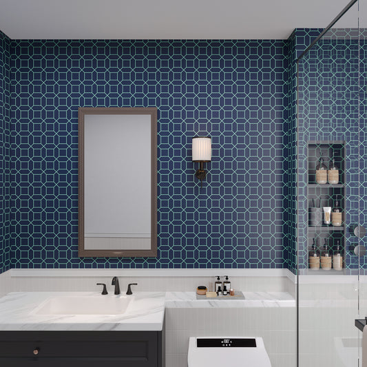 Navy Blue Geometric Wallpaper