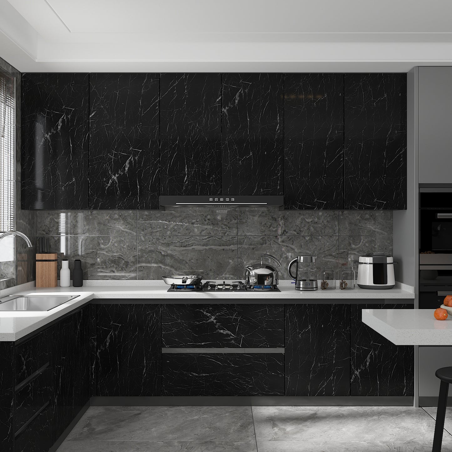 Black Marble Countertop Peel and Stick Wallpaper