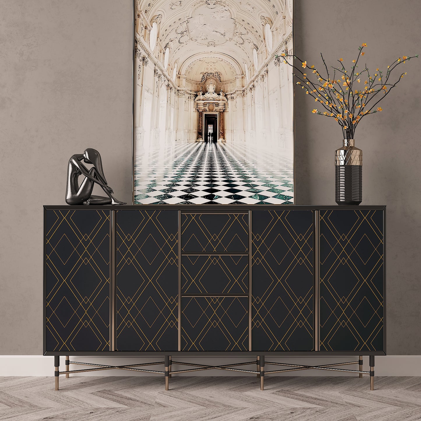 Black and Gold Geometric Wallpaper