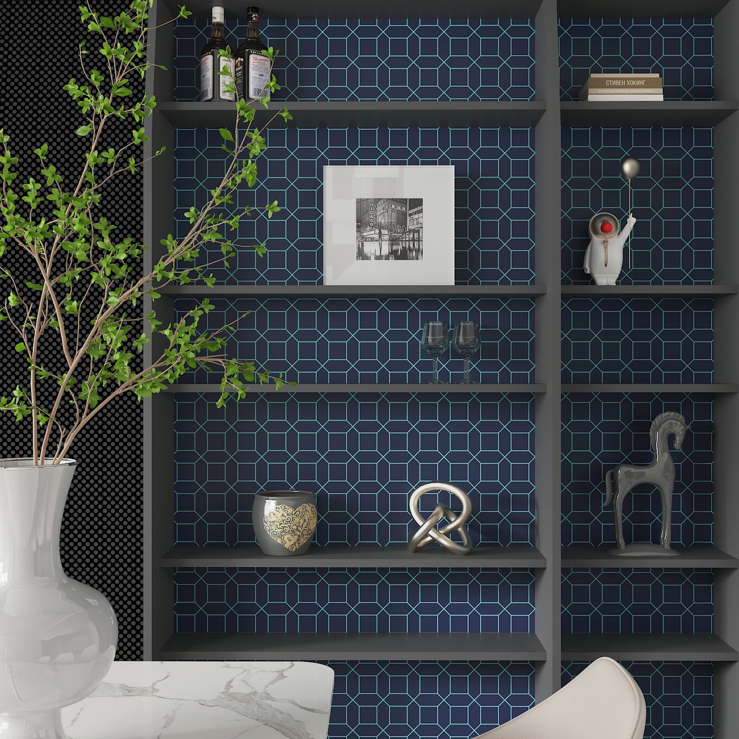 Navy Blue Geometric Wallpaper