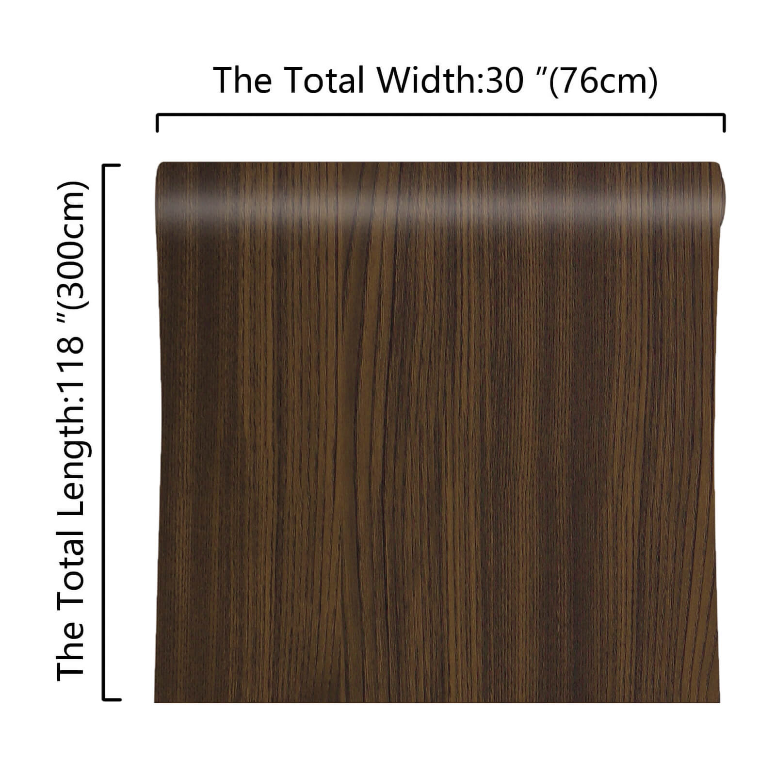    30in-wide-118in-long-black-brown-wood-vinyl-paper-roll