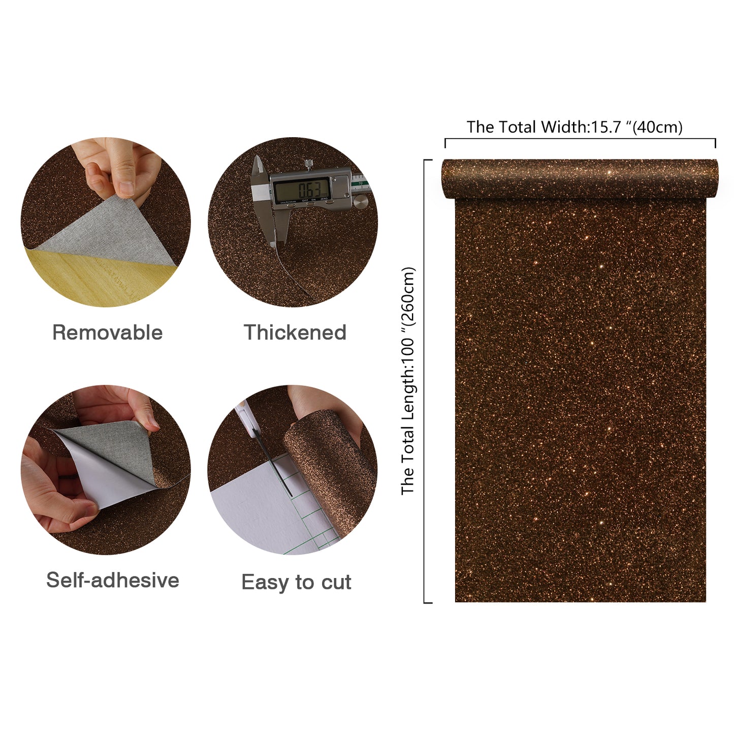 Dark Brown Glitter Contact Paper