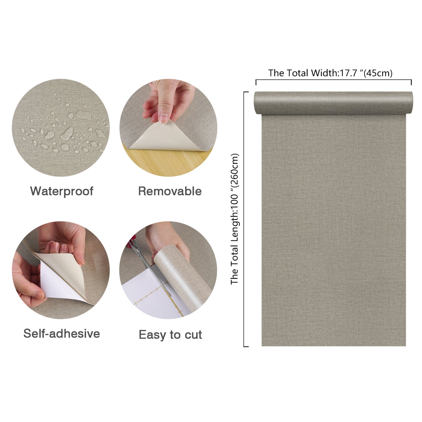 Beige Grey Grasscloth Contact Paper