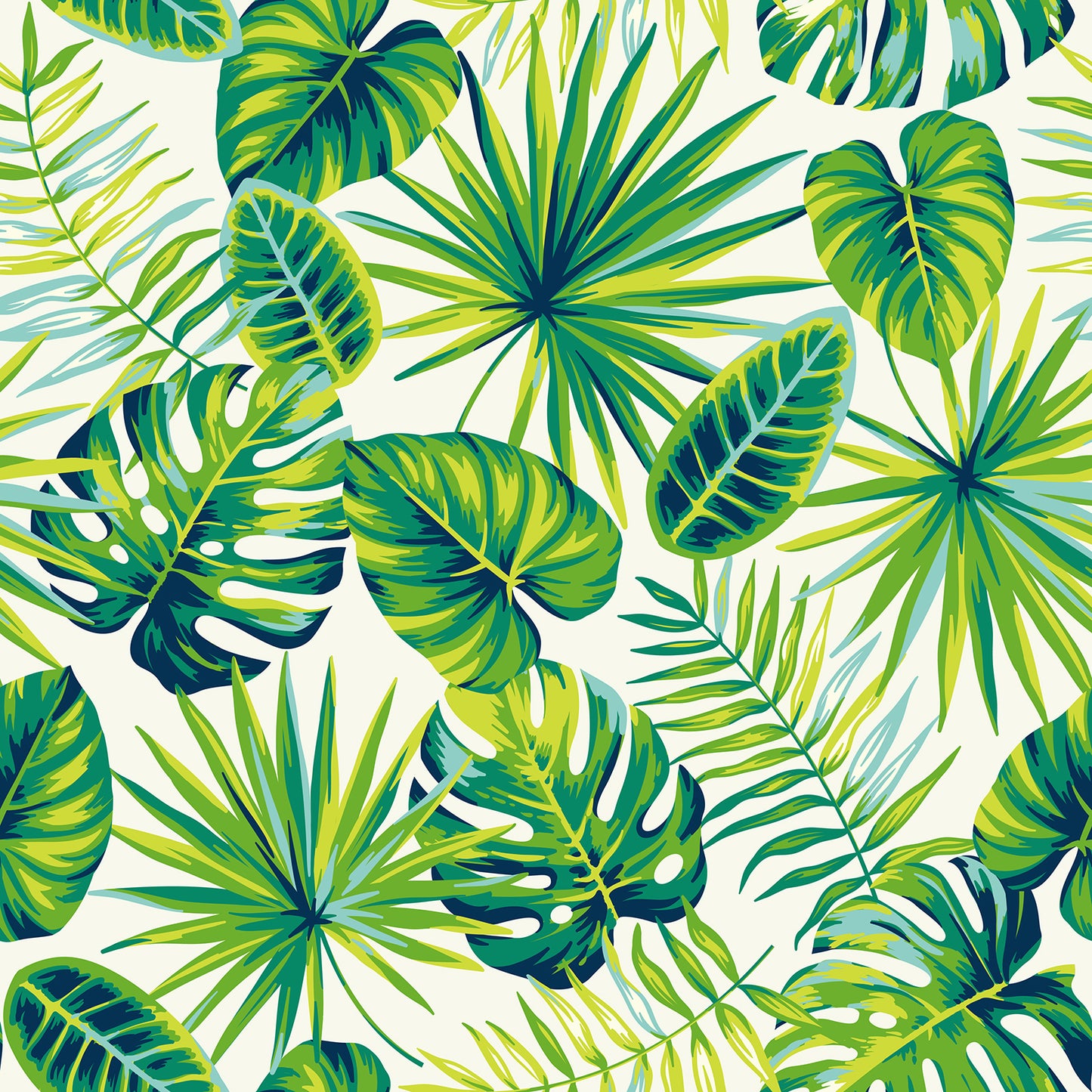 Tropical Palm Leaf Floral Wallpaper