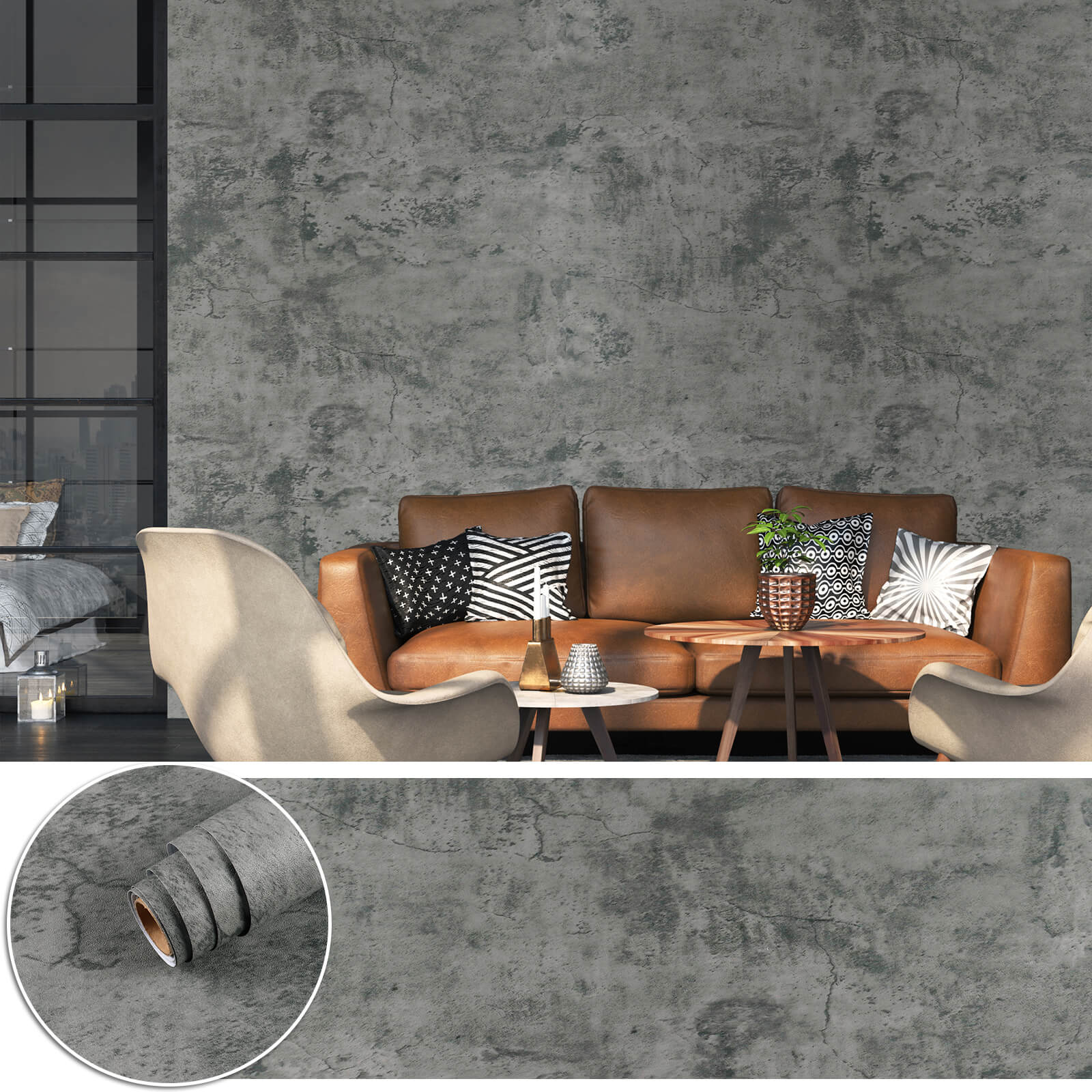 chichome-brown-grey-concrete-wallpaper-for-living-room