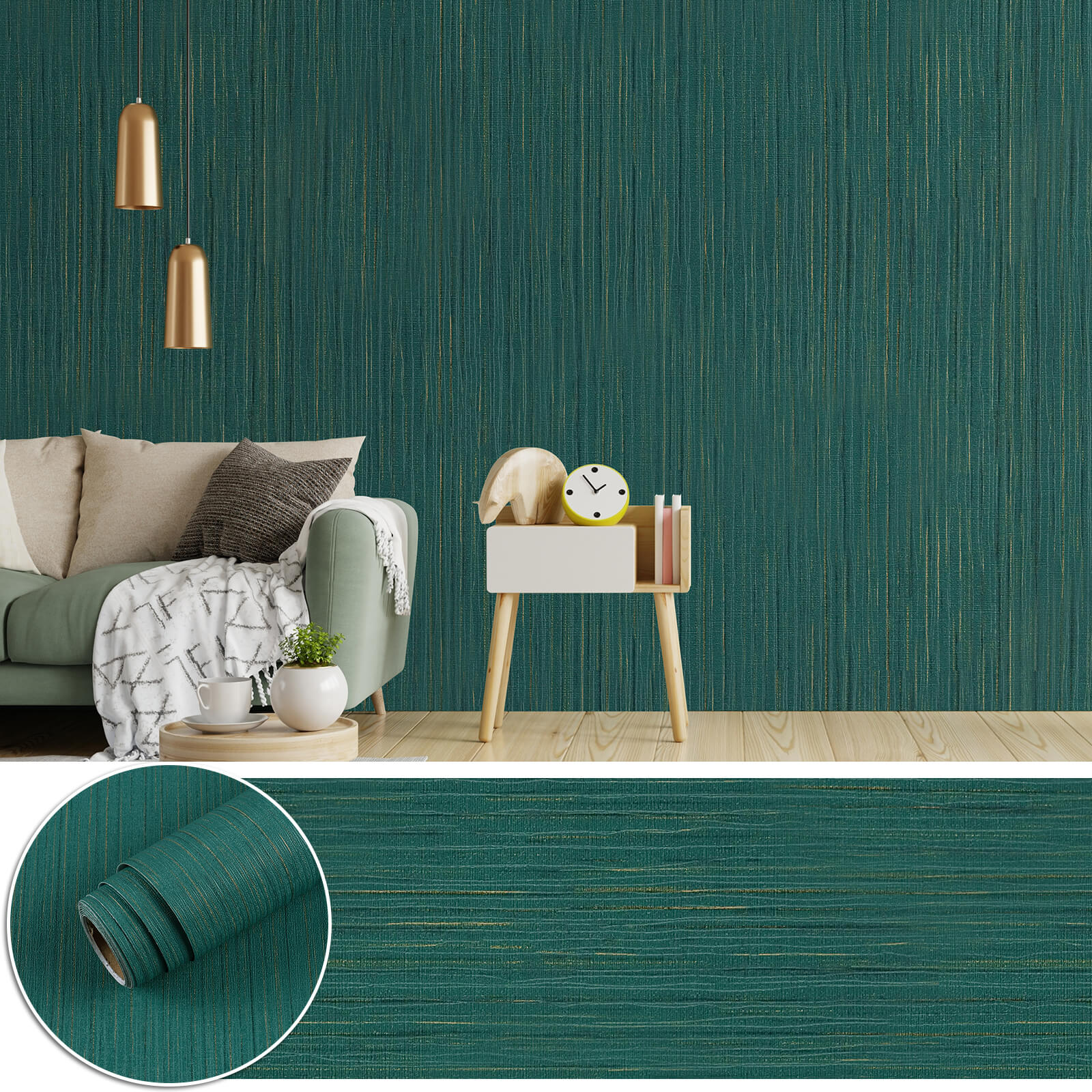 chichome-green-grasscloth-wallpaper