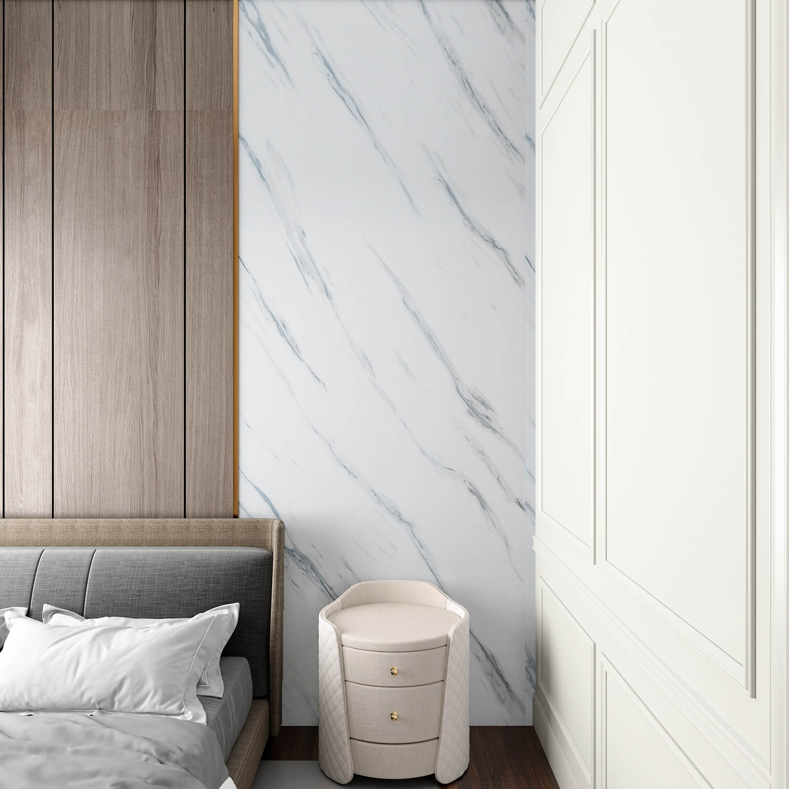 faux-white-marble-wall-mural-for-bedroom