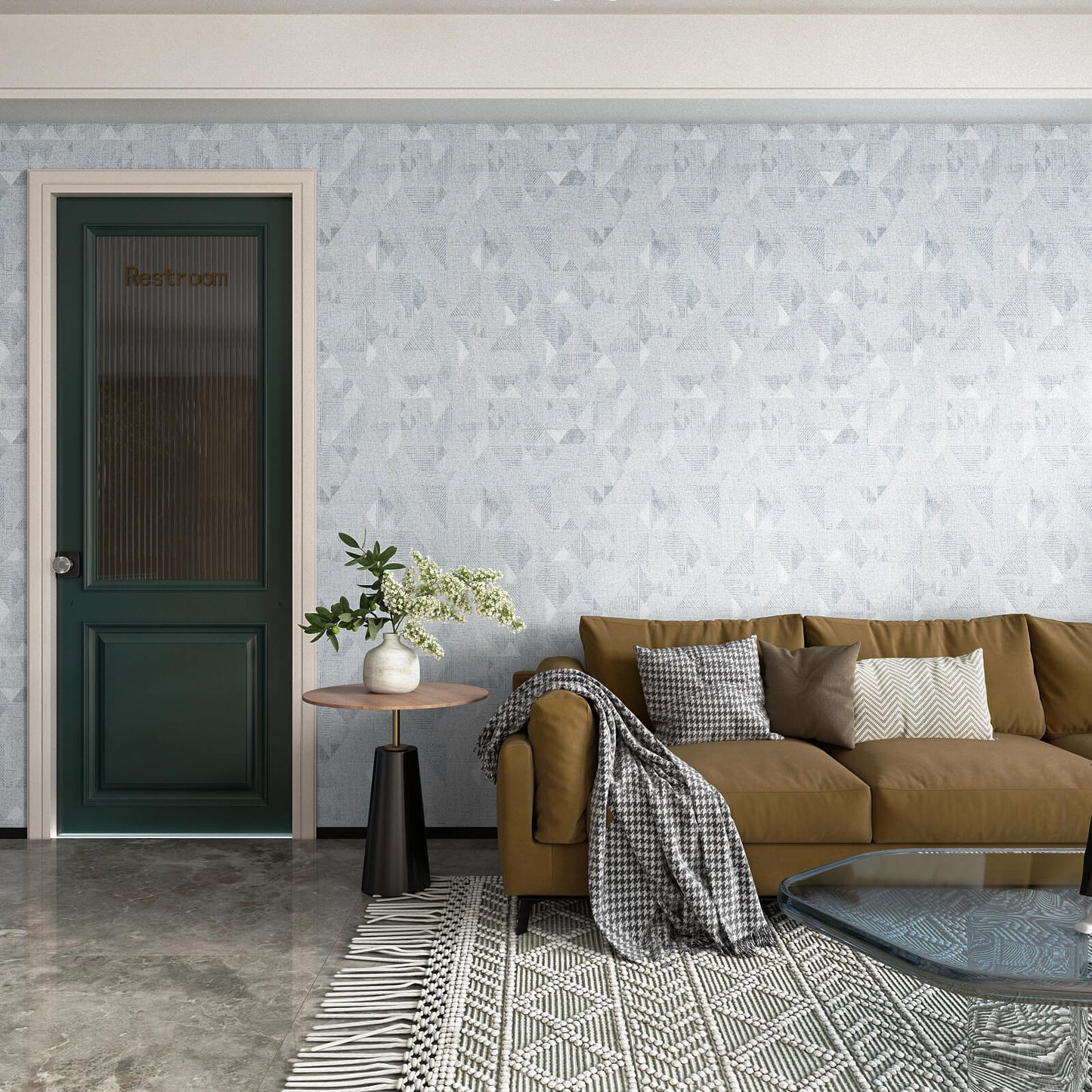 living-room-vinyl-wallpaper-textured-grasscloth-finish-grey