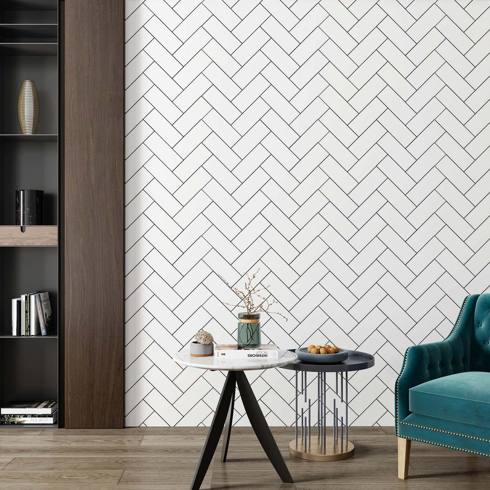 peel-and-stick-white-and-black-geometric-wallpaper-for-living-room