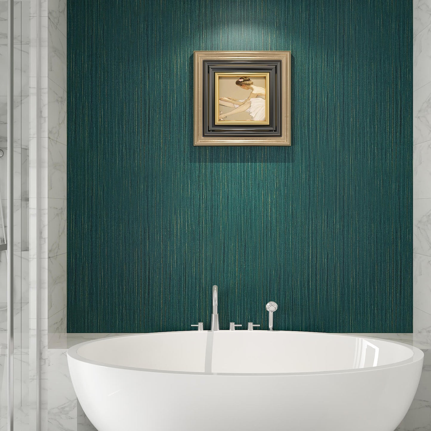 self-adhesive-green-grasscloth-wall-covering-for-bathroom-waterproof