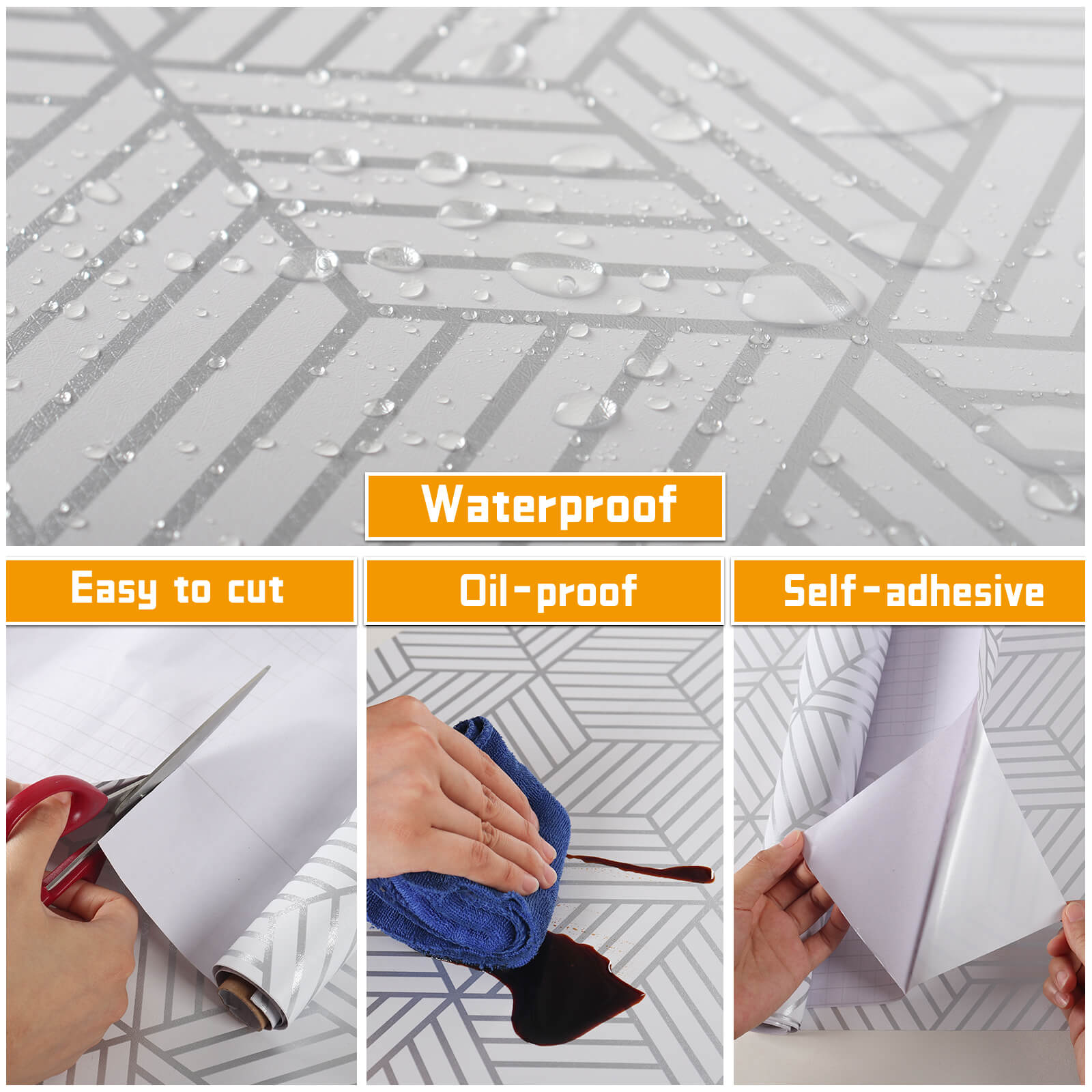 silver-geometric-hexagon-contact-paper-features-water-and-oil-proof-easy-to-cut