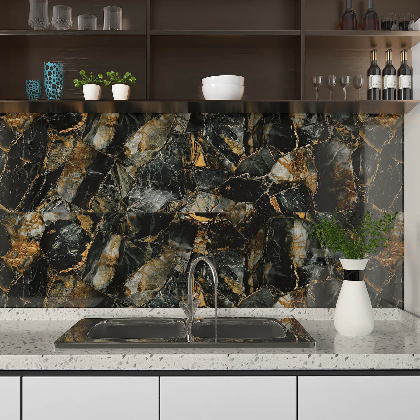    black-marble-wallpaper-for-kitchen-backsplash