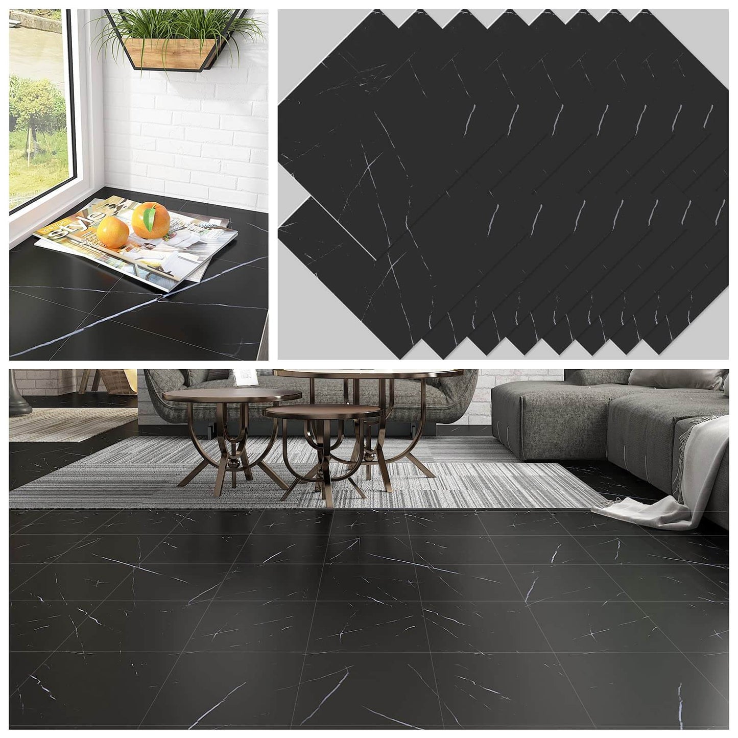     chichome-black-marble-vinyl-floor-tiles-16-packs