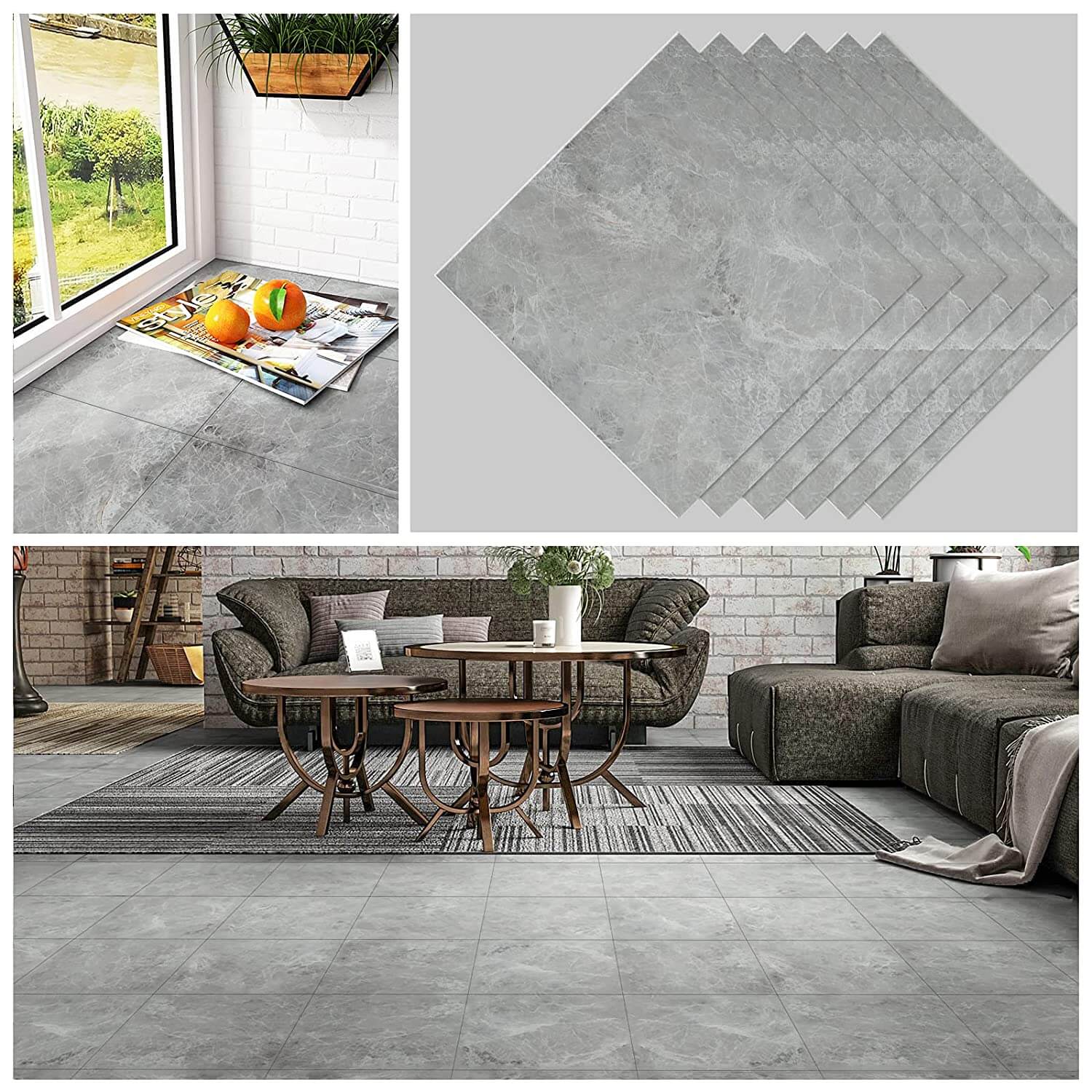 Grey Marble Vinyl Floor Tiles Chihut 9969