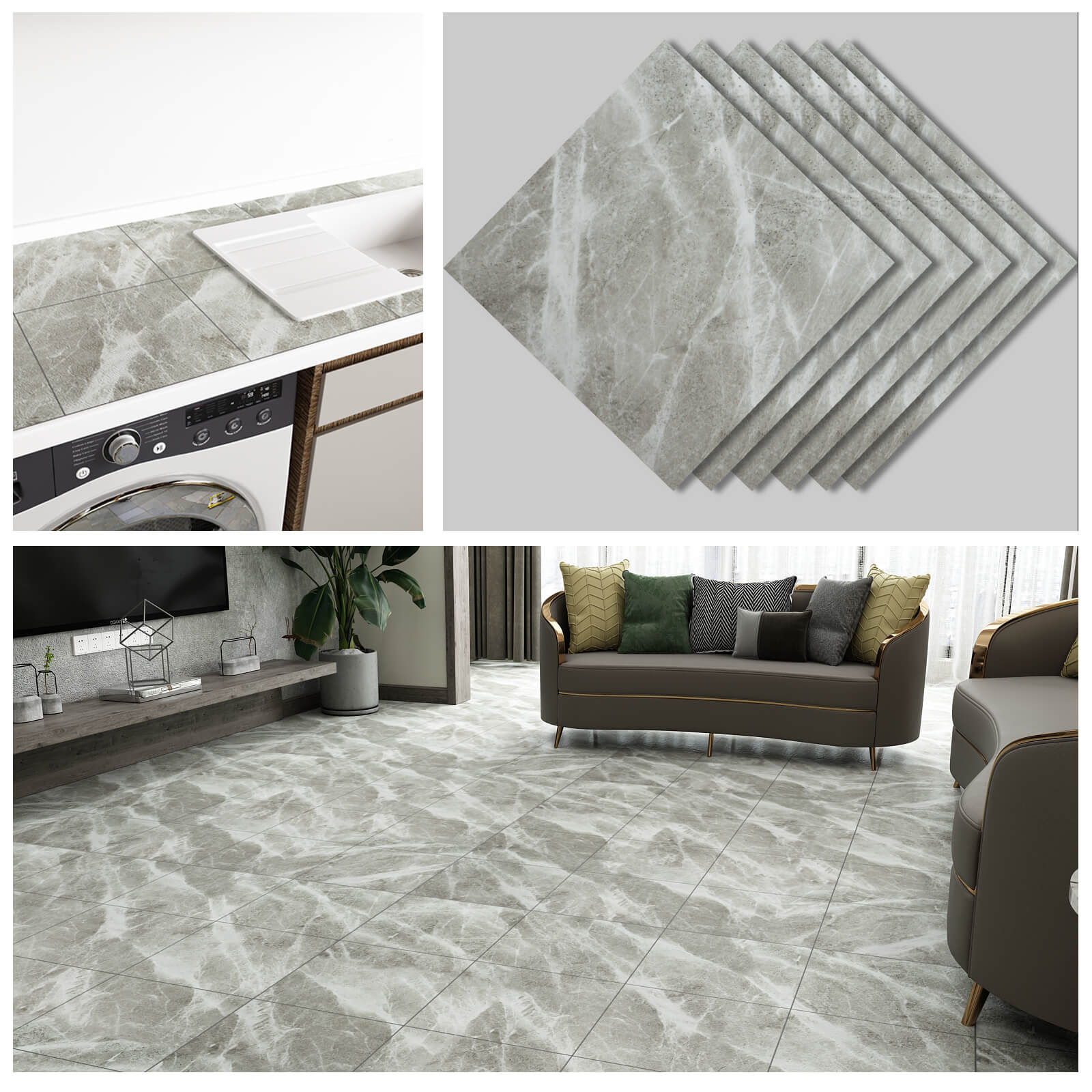 Stone Grey Marble Vinyl Flooring Tiles – CHIHUT