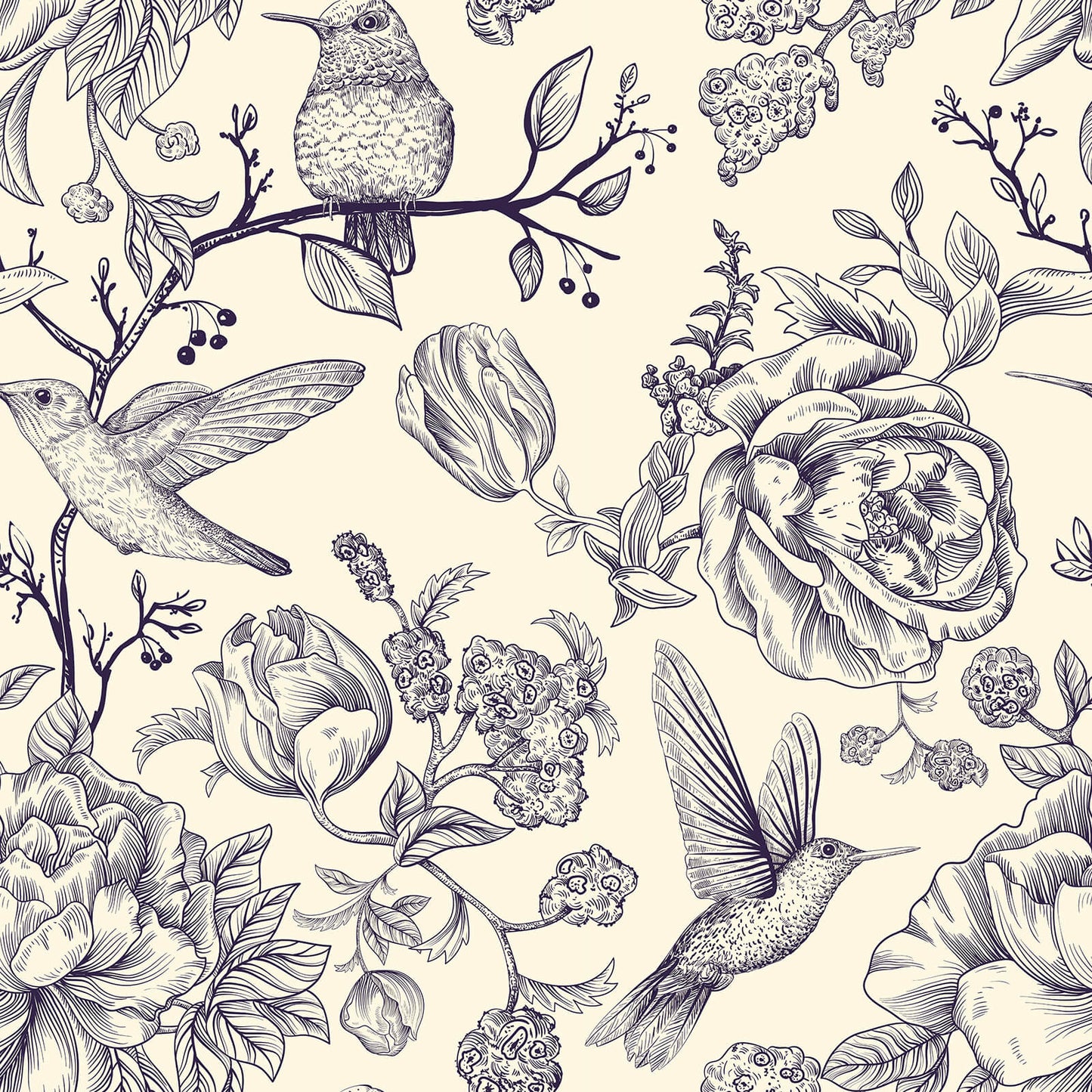     chihut-purple-birds-floral-wallpaper