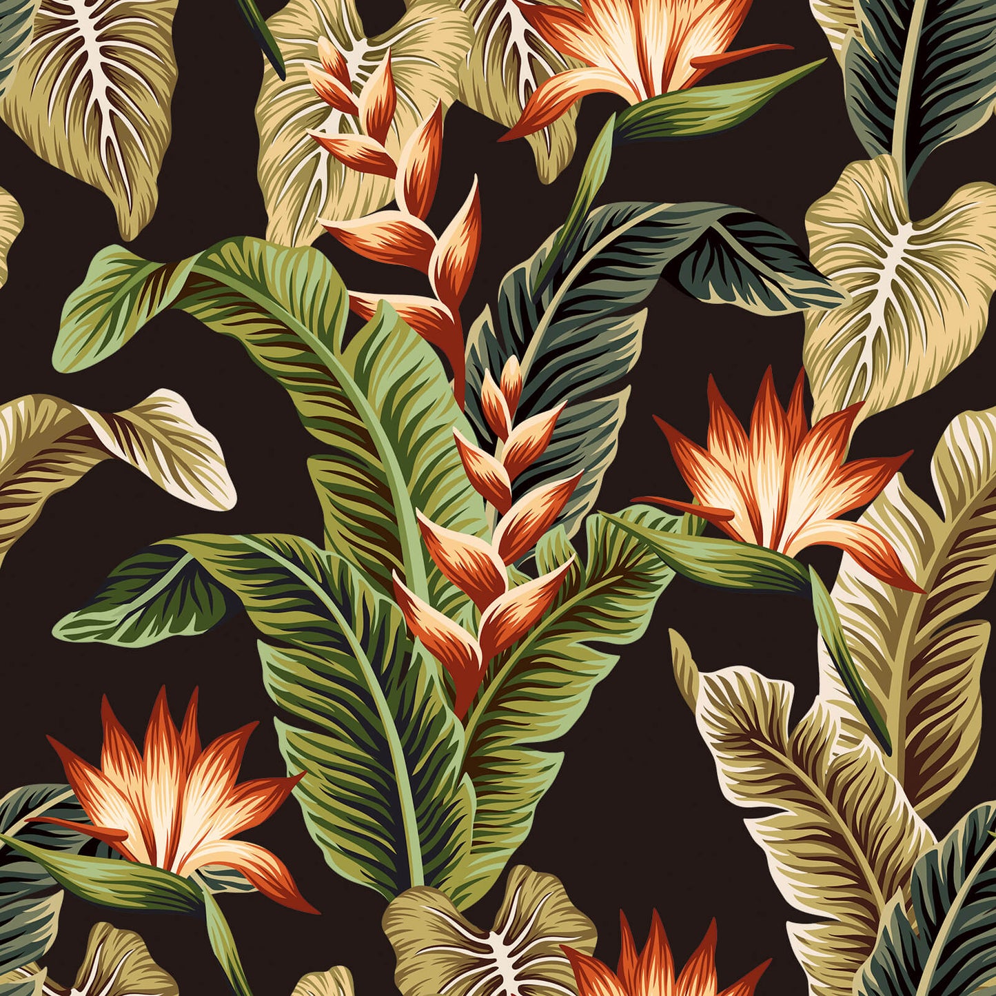    chihut-tropical-palm-leaf-floral-wallpaper