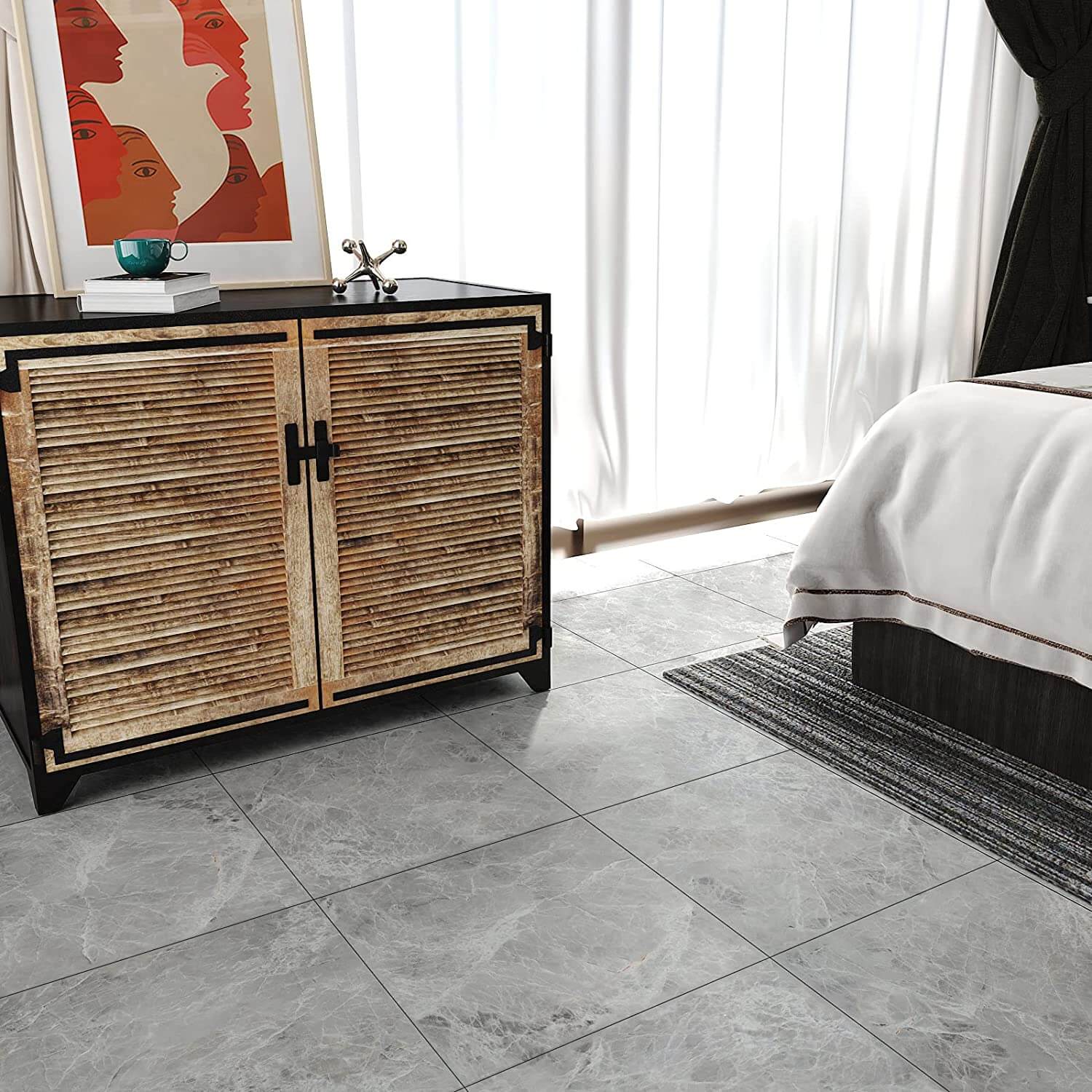 Grey Marble Vinyl Floor Tiles Chihut 2806