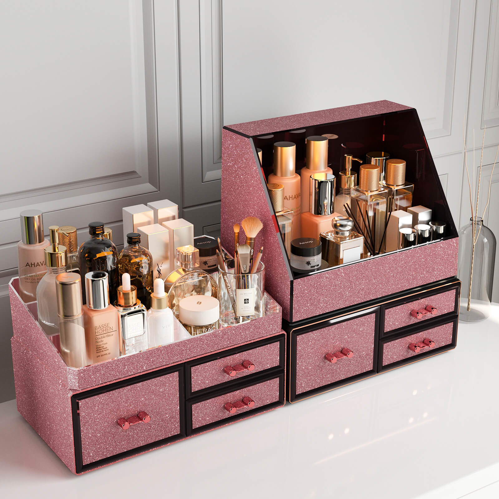    decorative-wallpaper-with-pink-shimmer-stick-on-makeup-box