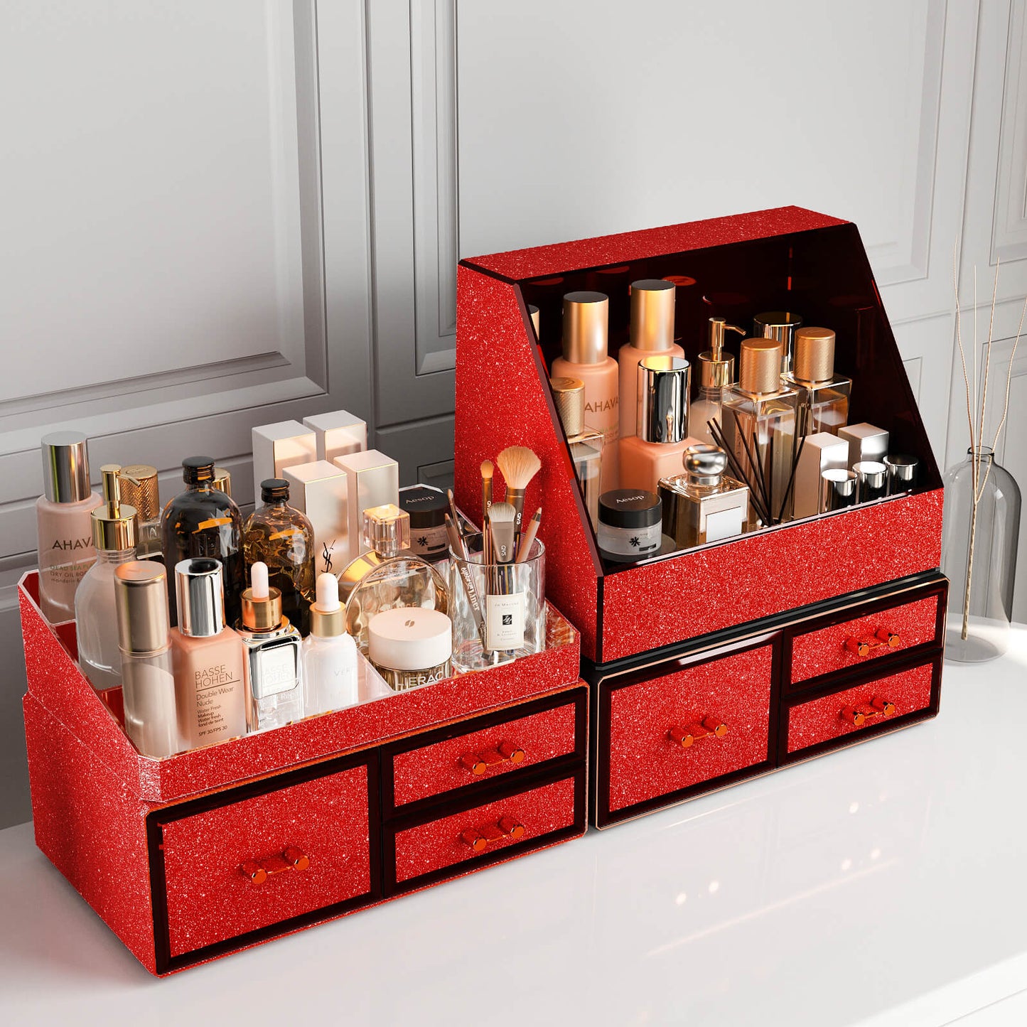    decorative-wallpaper-with-red-shimmer-stick-on-makeup-box