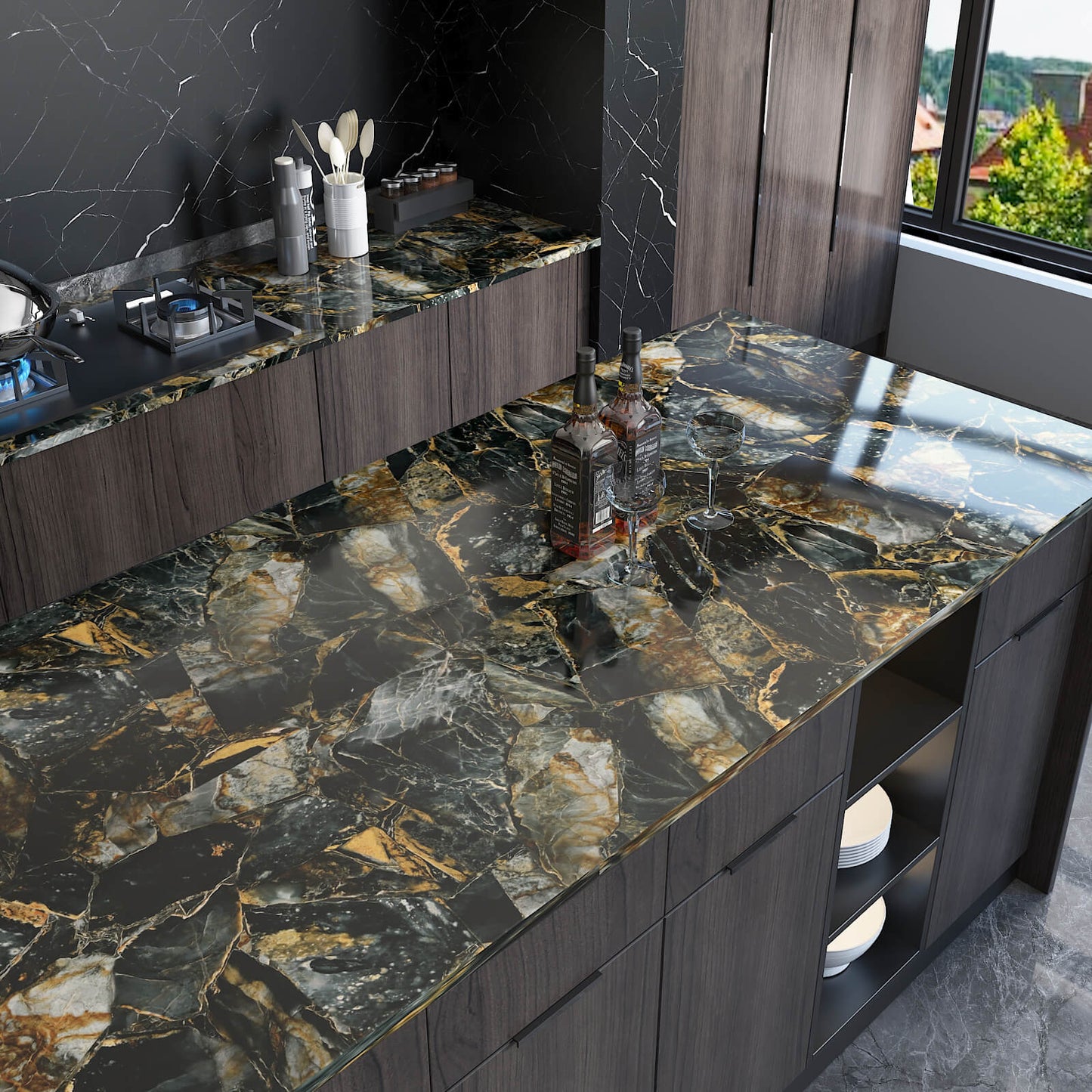 faux-marble-kitchen-island-countertop-contact-paper