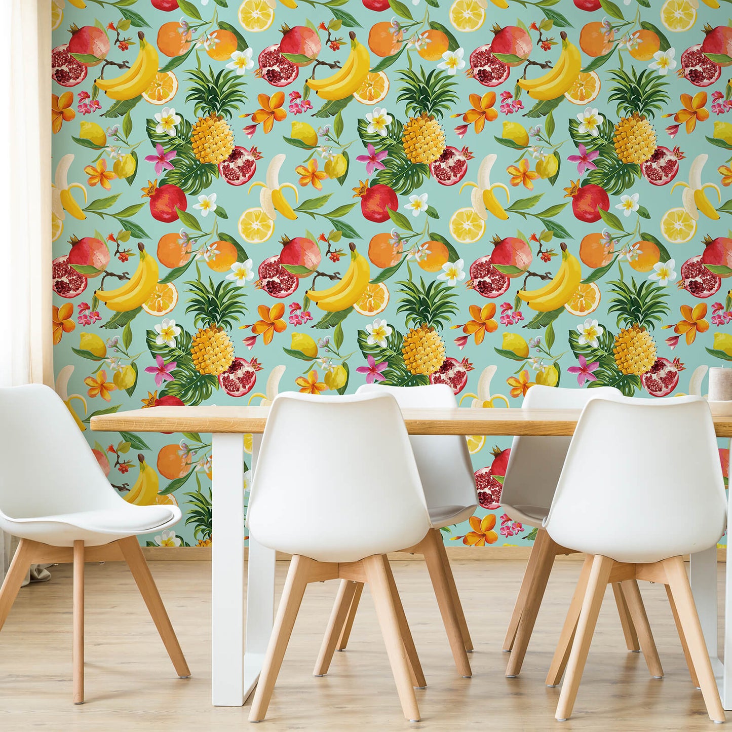    floral-fruit-wall-covering-for-kitchen