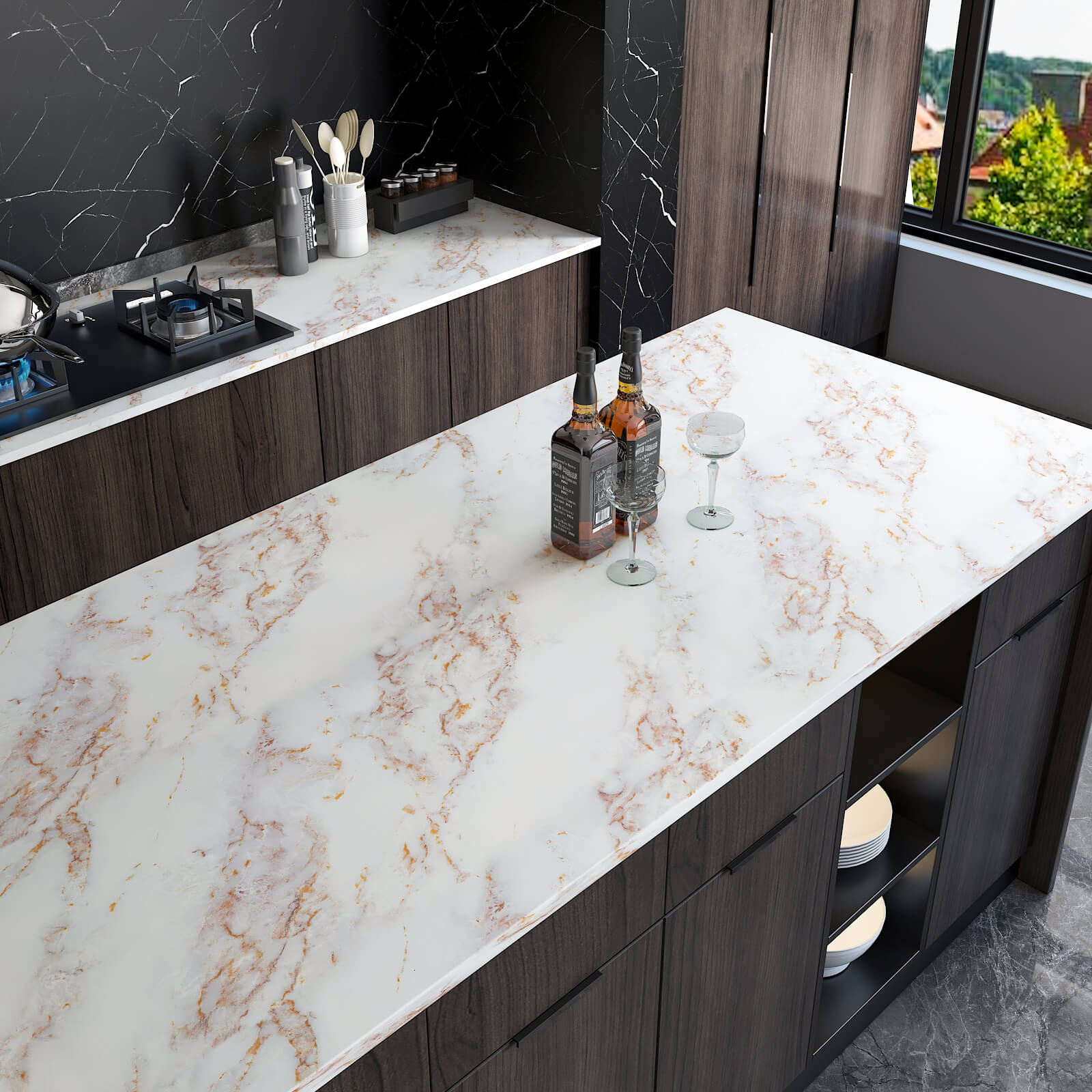    matte-marble-contact-paper-glue-free-for-kitchen-island-white-and-gold