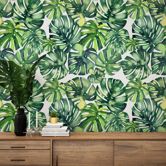 peel-and-stick-floral-wall-paper-green