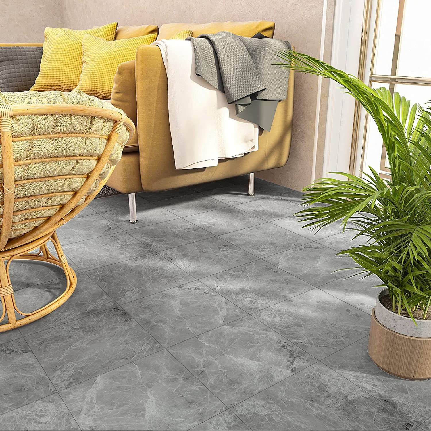 Grey Marble Vinyl Floor Tiles Chihut 7257