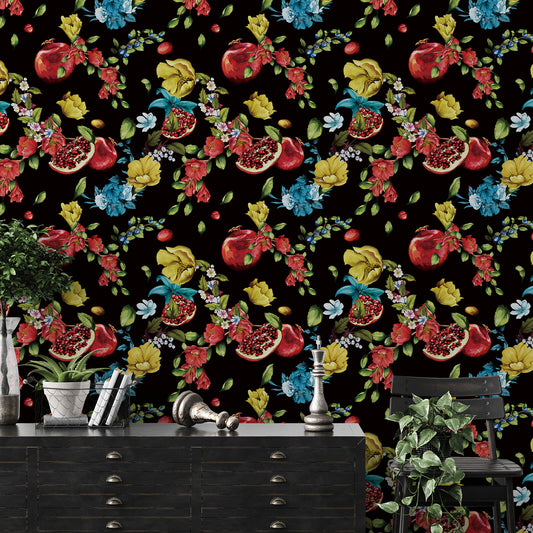 peel-and-stick-wallpaper-dark-floral-style