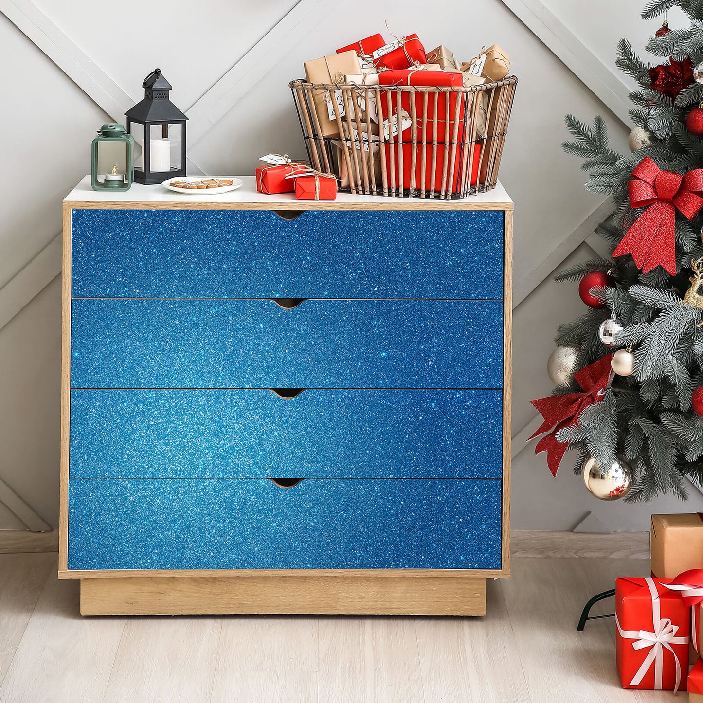 sparkle-blue-fabric-for-cabinets-Christmas-decor